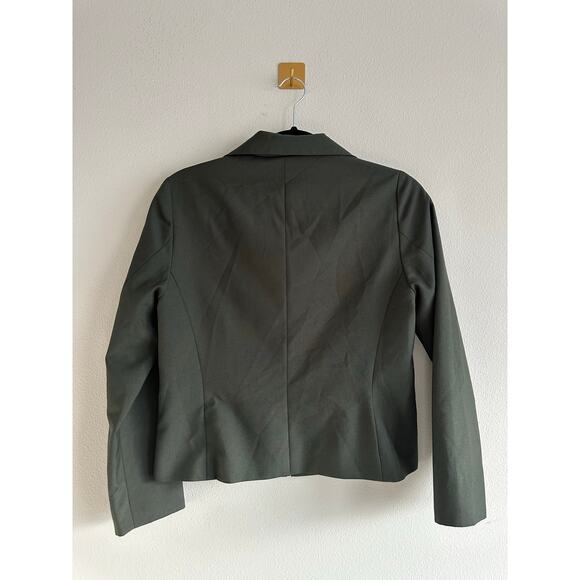 Pendleton Wool Blend Zip Front Jacket Petite 6 Olive Green Minimalist Y2K 90s - Picture 3 of 5